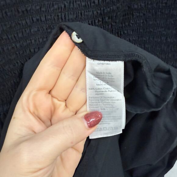 Madewell Black The Melody Smocked Midi Dress 100% Cotton Pockets Medium - Picture 8 of 8